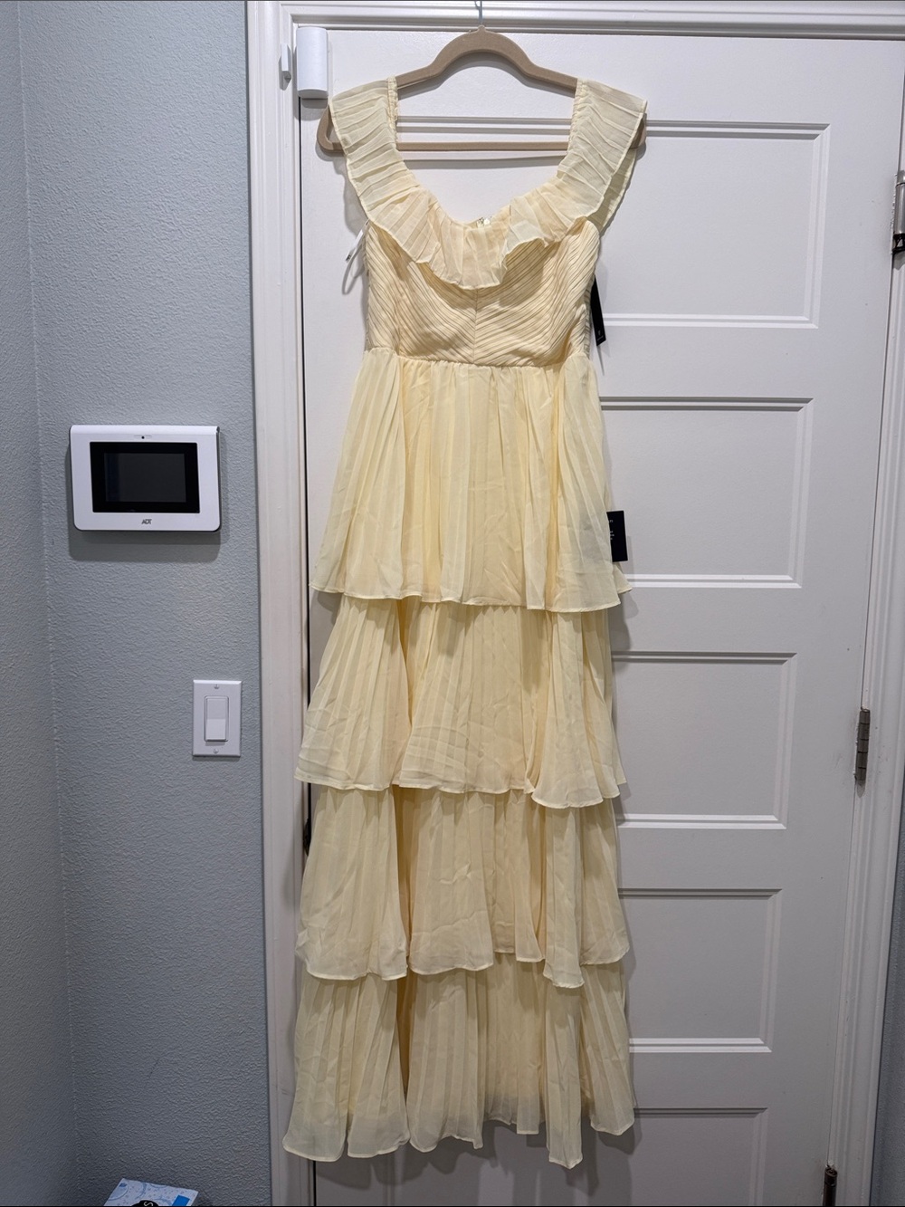 Lulu's Pale Yellow Tiered Ruffle Maxi Dress